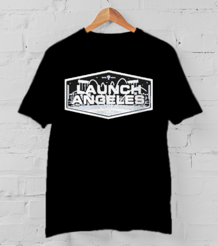 Launch Angeles Cityscape Space Theme Crewneck T-Shirt
