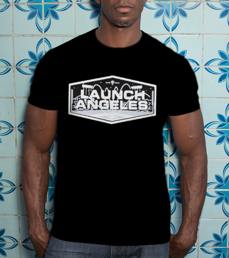 Launch Angeles Cityscape Space Theme Crewneck T-Shirt