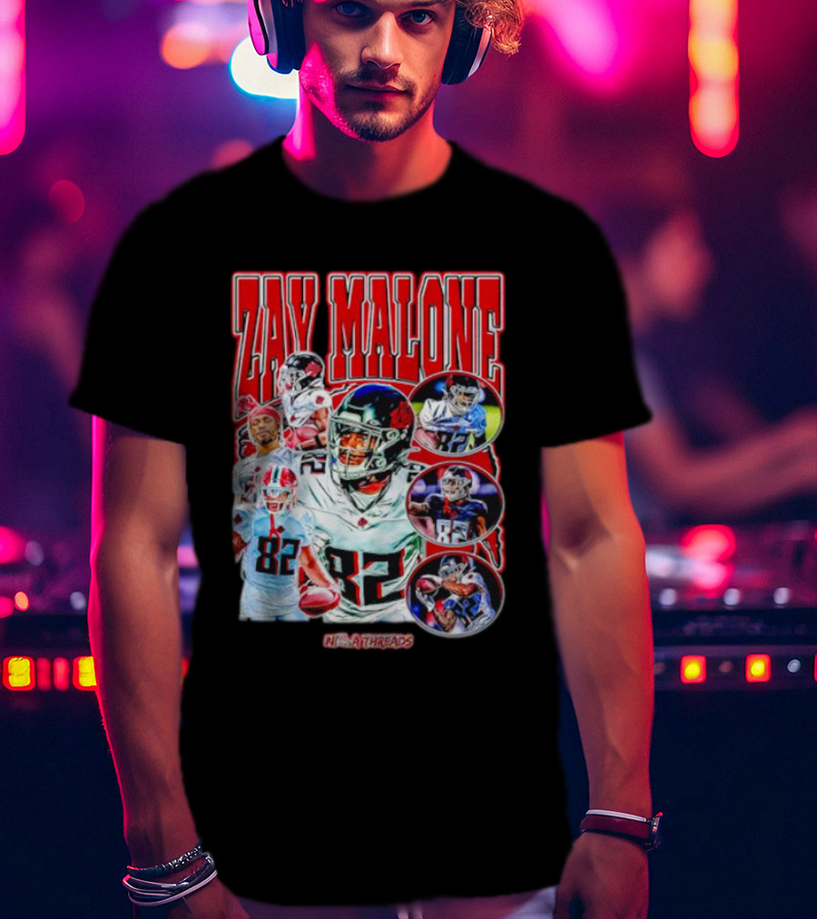 Zay Malone 82 Atlanta Falcons NSNThreads Vintage T-Shirt
