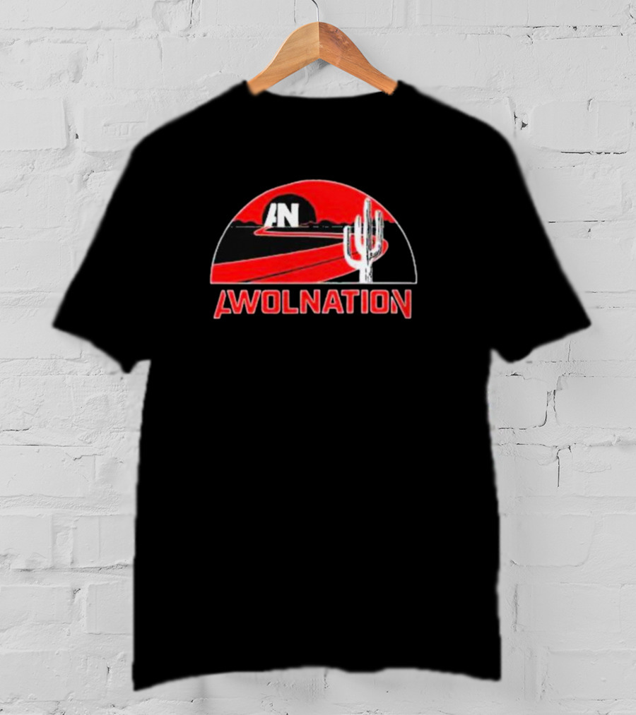 AWOLNATION Cactus Road Desert Scene With Red Sky And Roadway T-Shirt
