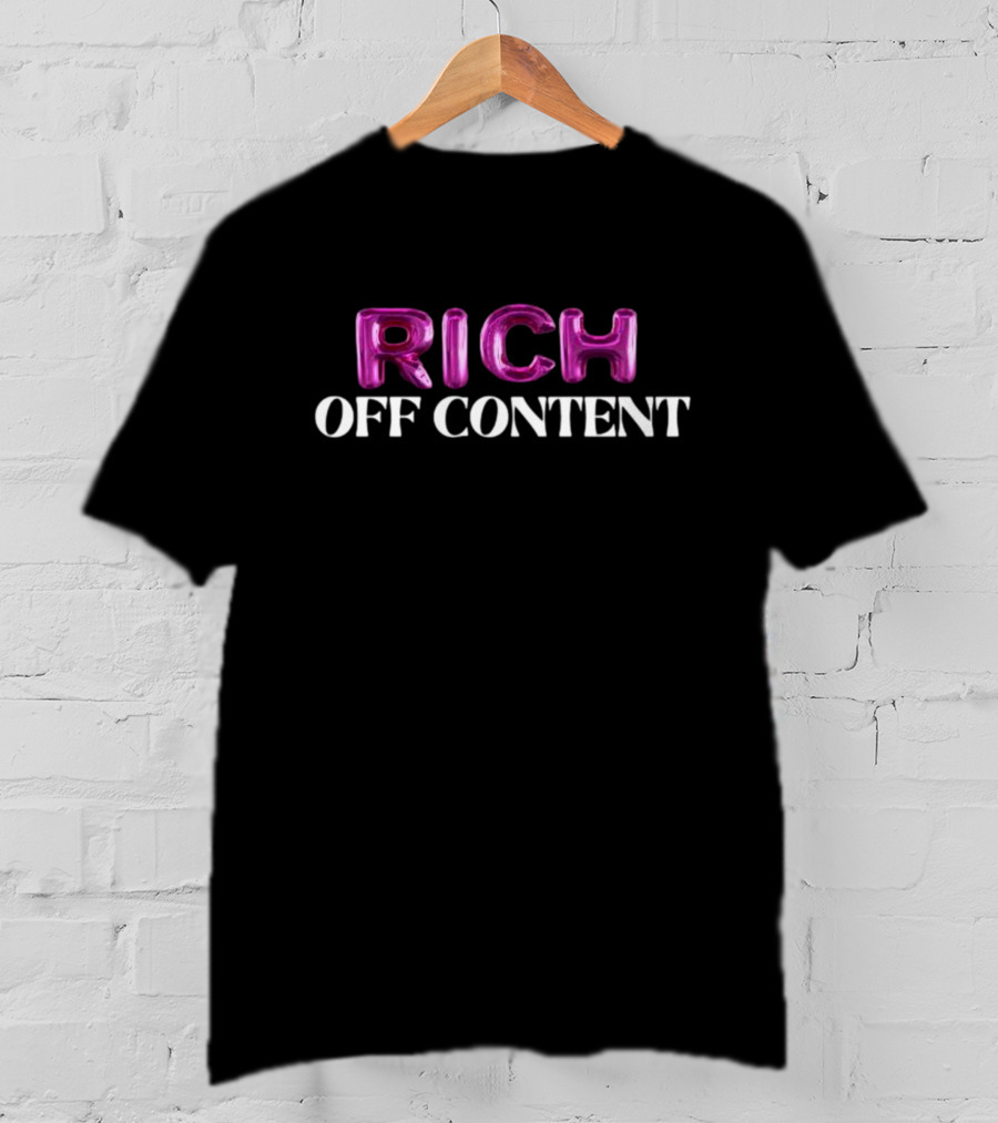 RICH OFF CONTENT Pink Lettering T-Shirt