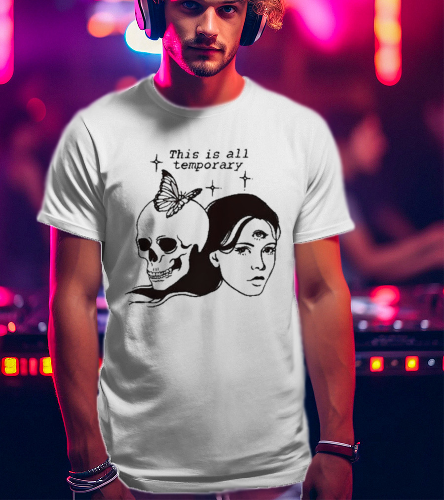 This Is All Temporary Skull Butterfly Third Eye Kira Cyan Rittgers T-Shirt