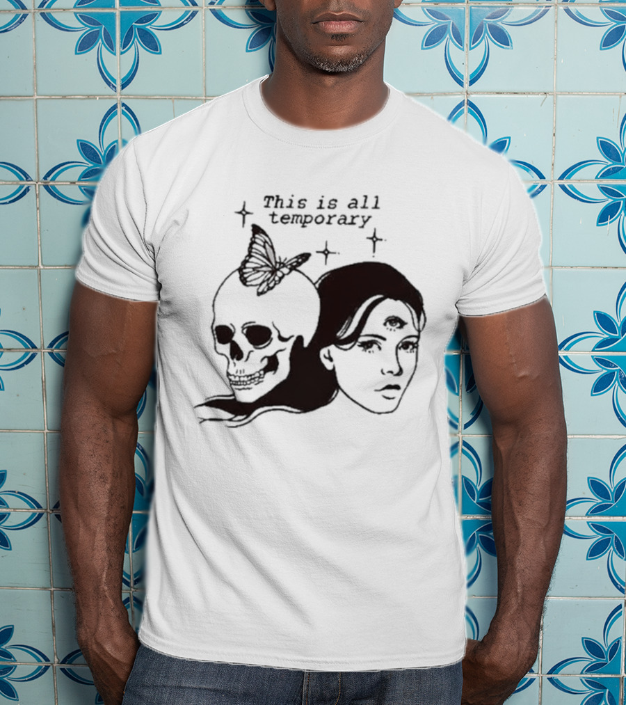 This Is All Temporary Skull Butterfly Third Eye Kira Cyan Rittgers T-Shirt