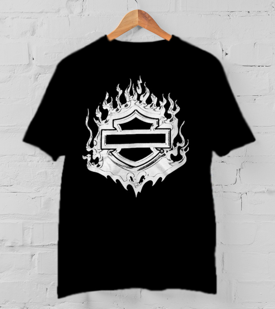 Post Malone X H-D Flaming Bar And Shield Emblem T-Shirt