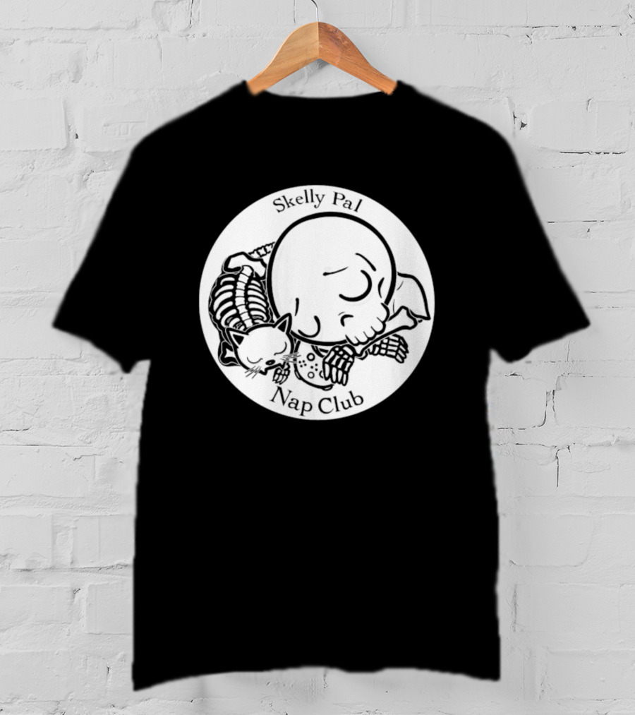 Skelly Pal Nap Club Painter Johnny Chiodini Skeleton Cat T-Shirt
