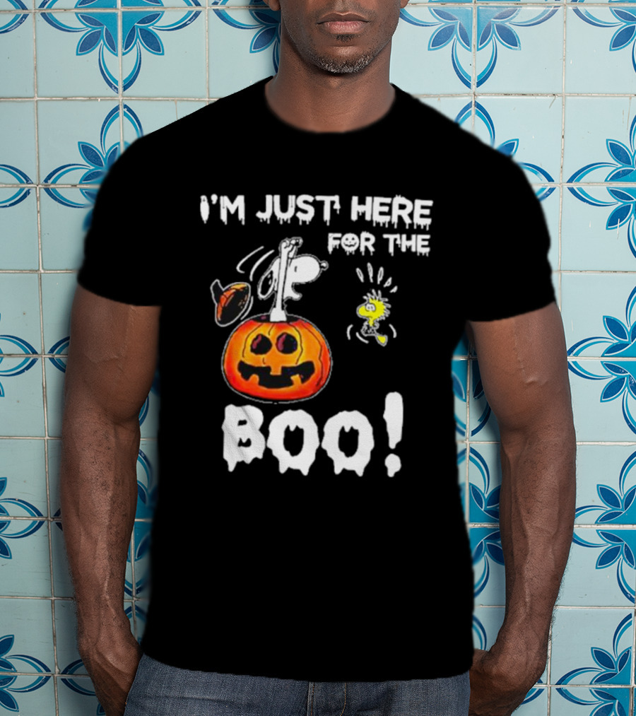 Snoopy And Woodstock Halloween I'm Just Here For The Boo Pumpkin T-Shirt