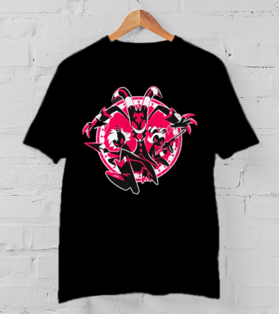 Helluva Boss IMP Characters Circle Pink And Black T-Shirt