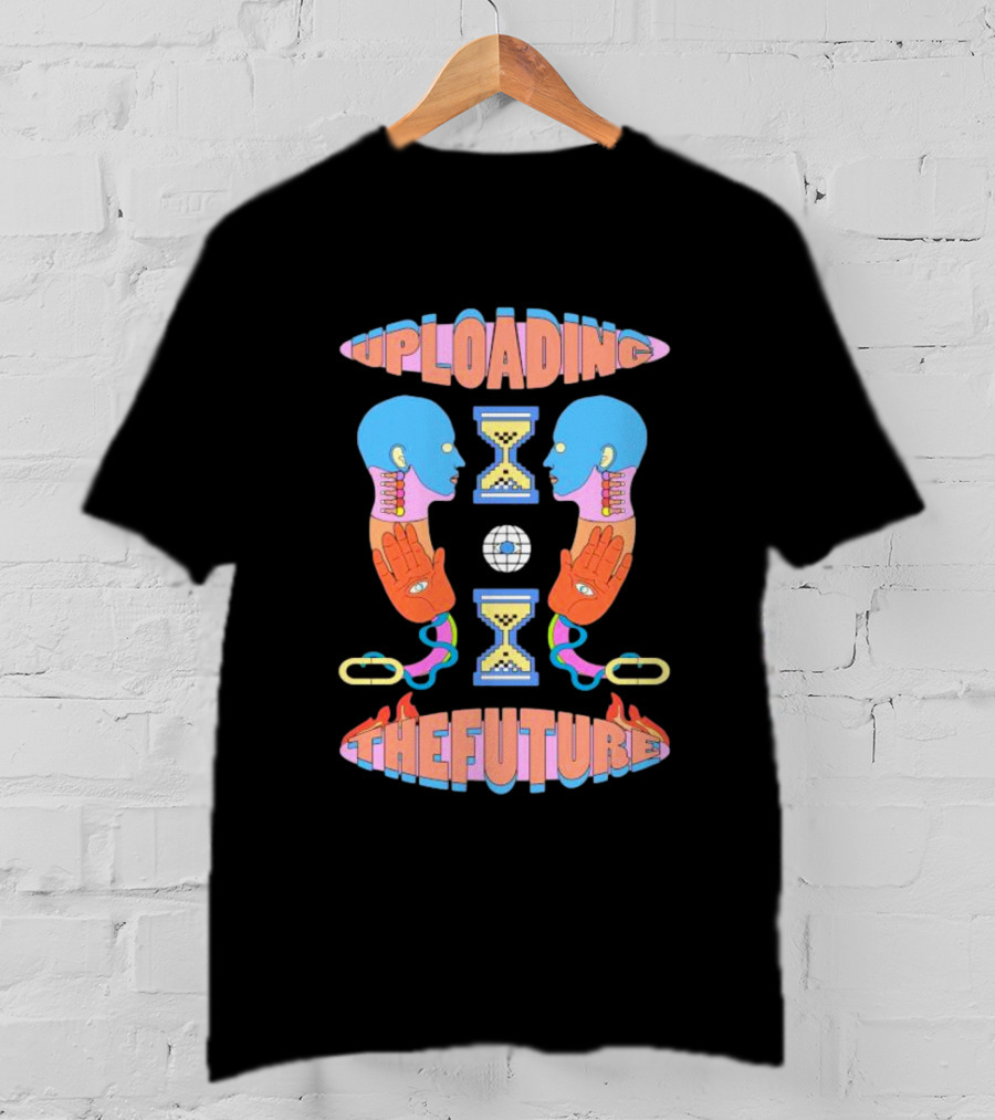 Uploading The Future Hourglass Cybernetic Heads And Hands T-Shirt