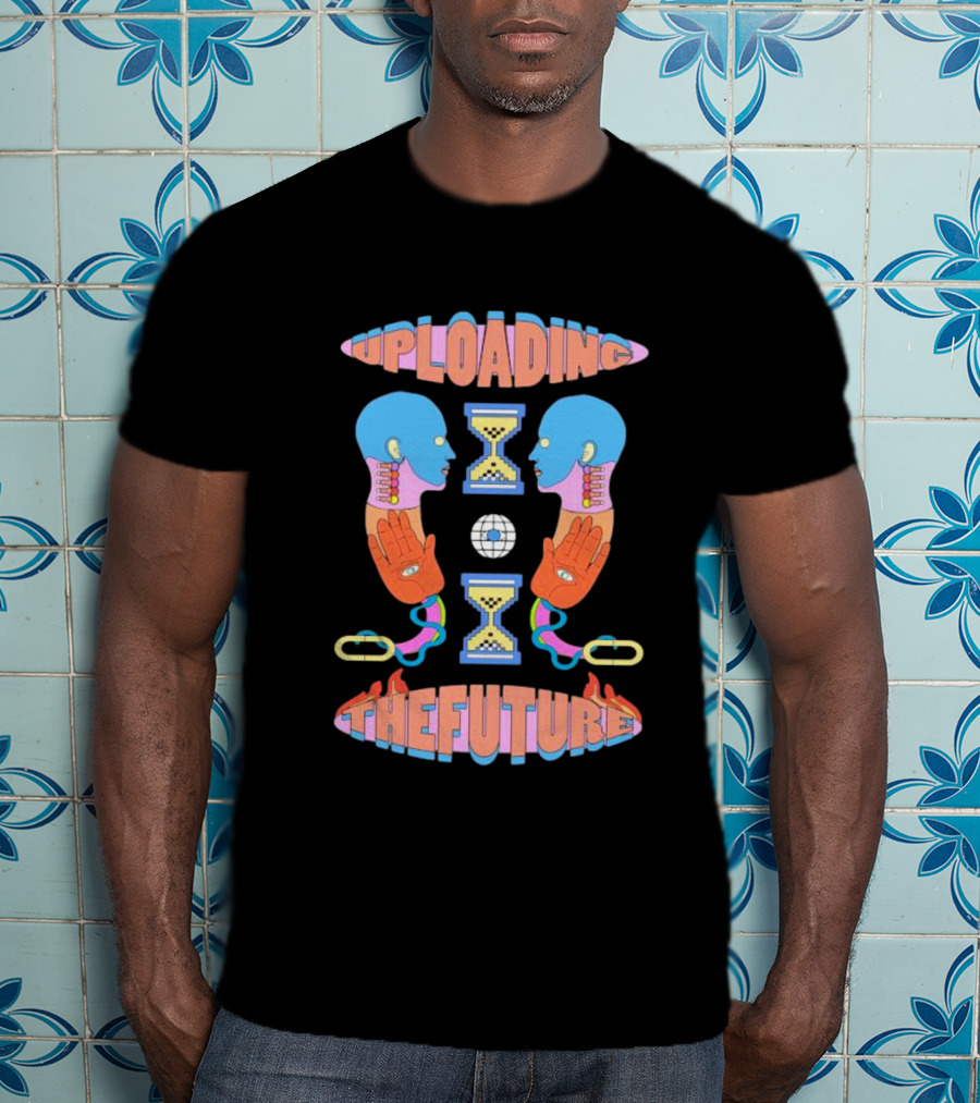 Uploading The Future Hourglass Cybernetic Heads And Hands T-Shirt