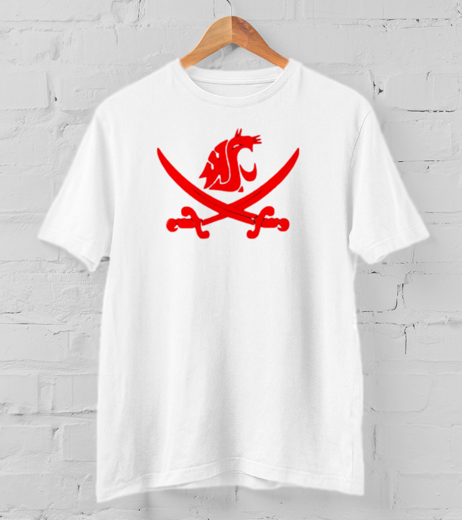 WSU Pirate Swing Your Sword Cougar Logo Crossed Sabers T-Shirt