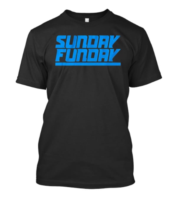 Sunday Funday Detroit Retro Blue Text T-Shirt