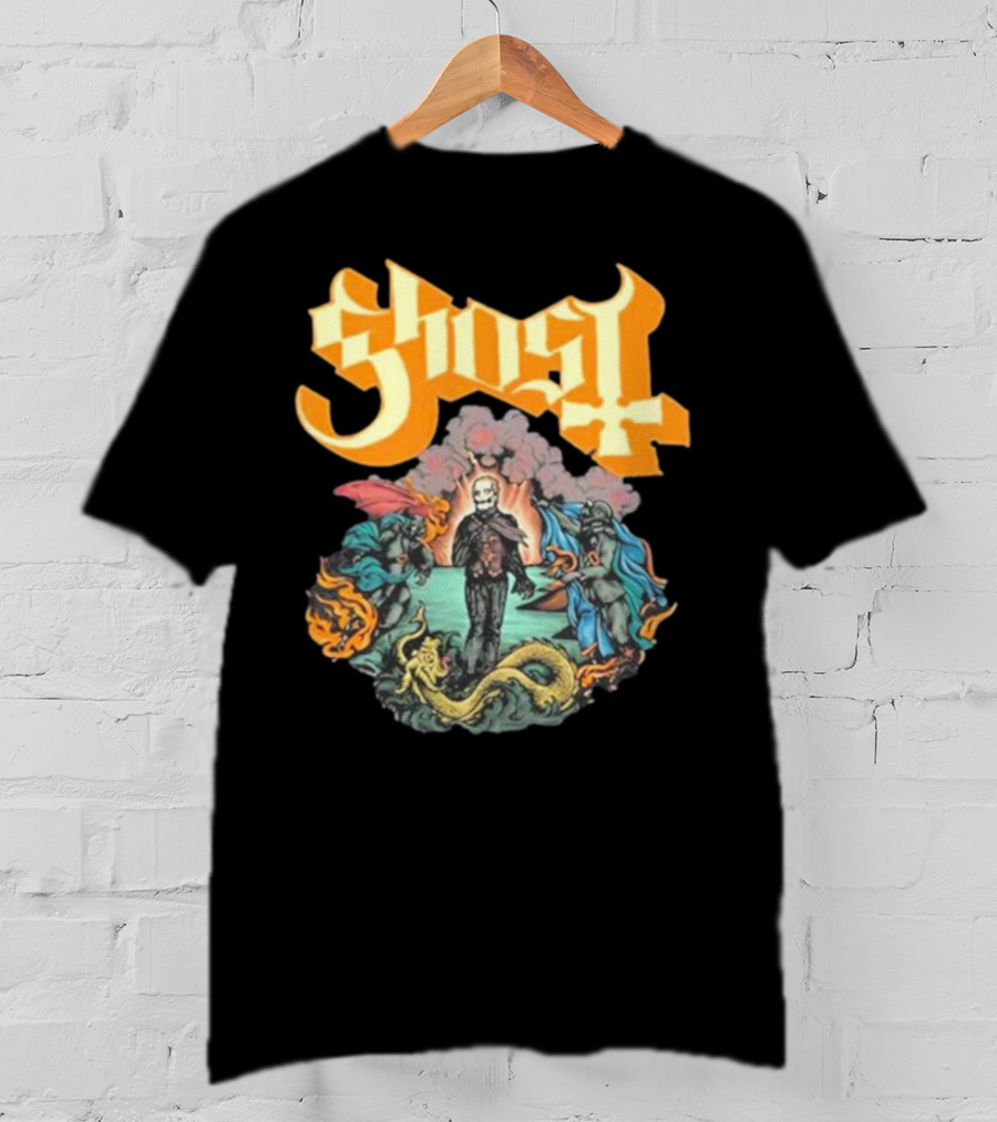 Ghost Boticelli Inspired Papal Figure With Mythical Creatures T-Shirt