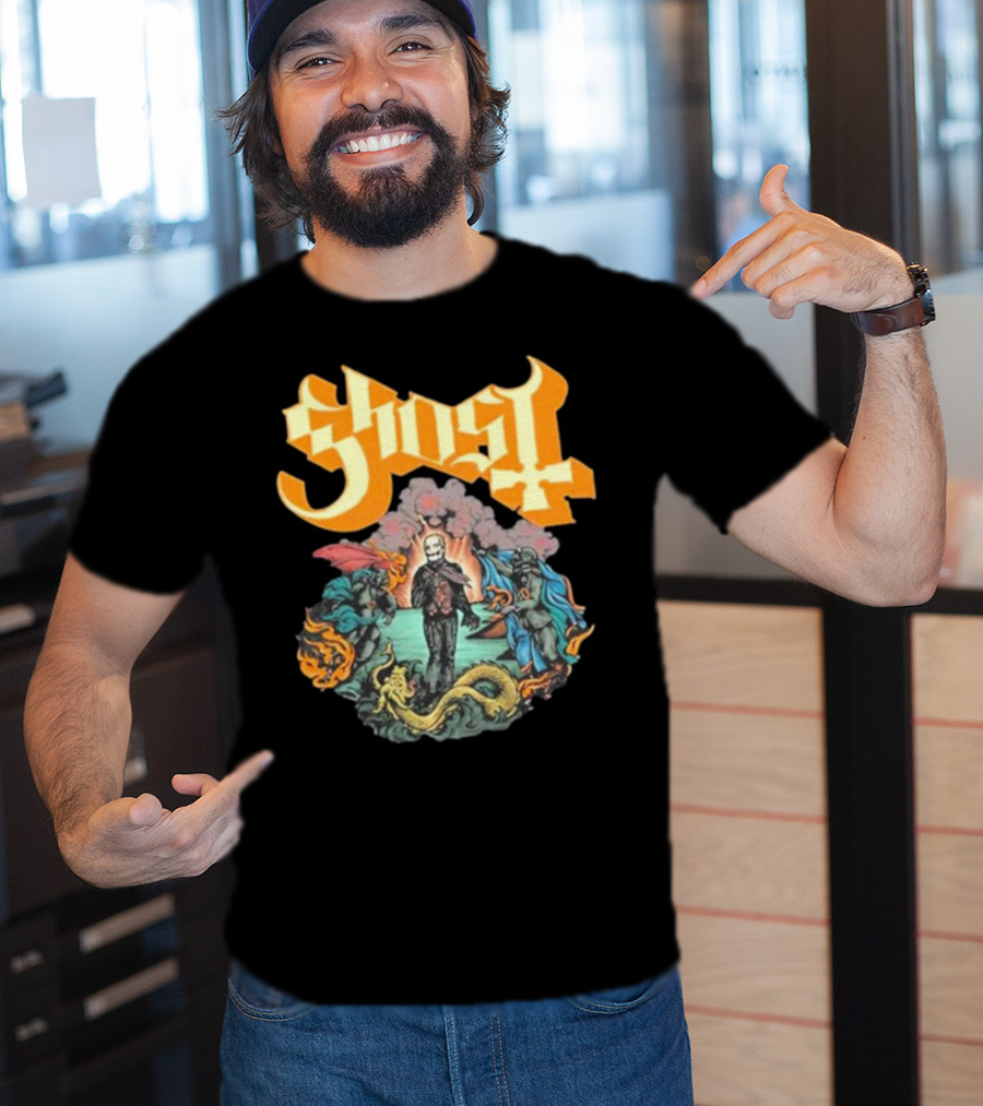 Ghost Boticelli Inspired Papal Figure With Mythical Creatures T-Shirt