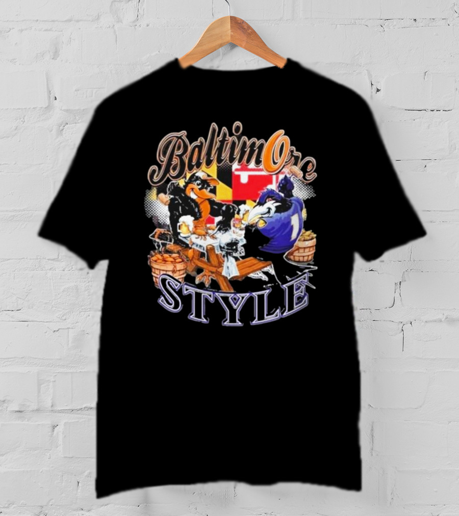 Baltimore Style Ravens Crab Feast Maryland Flag Ravens Football T-Shirt
