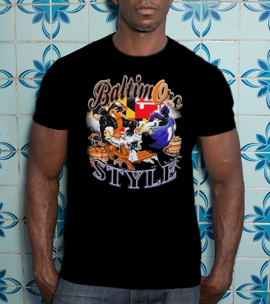 Baltimore Style Ravens Crab Feast Maryland Flag Ravens Football T-Shirt