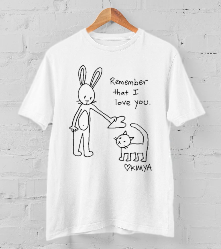 Remember That I Love You Kimya Dawson Bunny Cat Heart Drawing T-Shirt