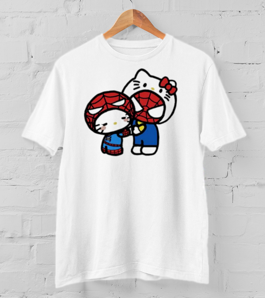Hello Kitty Spider-Man Crossover Cartoon Characters T-Shirt