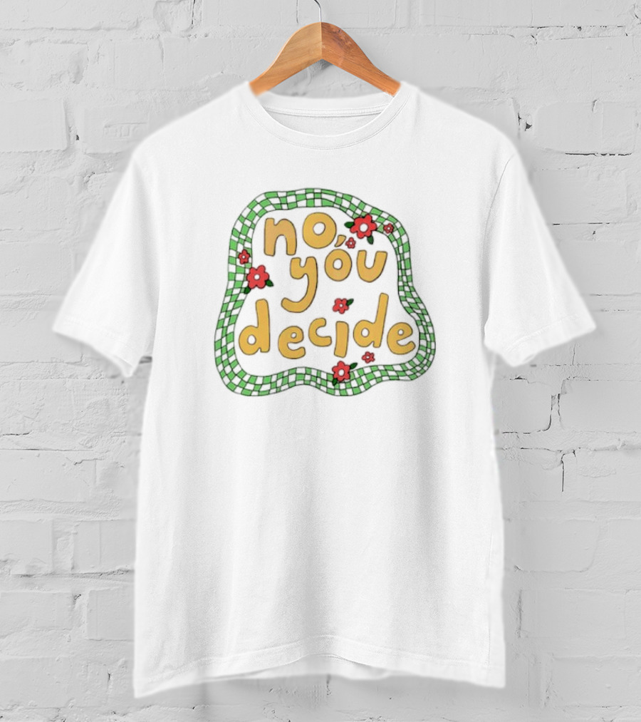No You Decide Floral Pattern With Red Flowers And Green Border T-Shirt