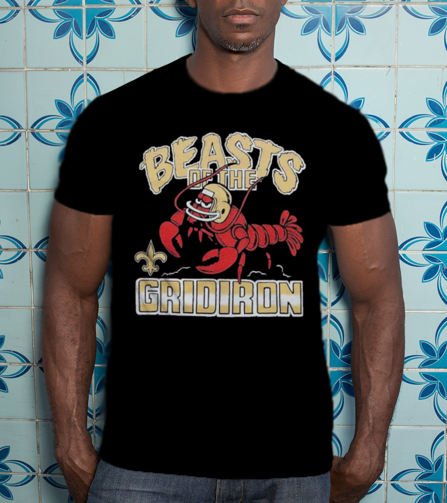 New Orleans Saints Beasts Of The Gridiron Fleur-de-Lis Lobster T-Shirt