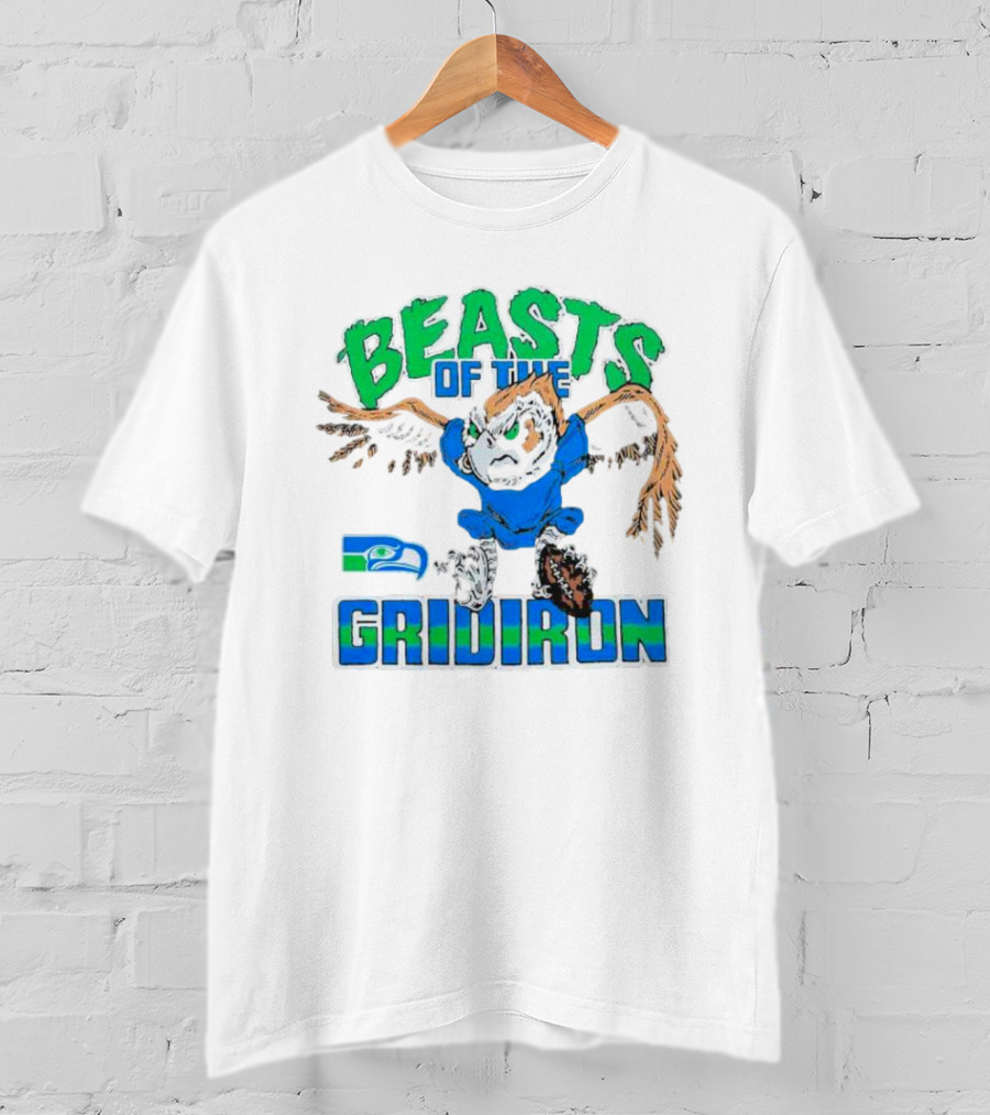 Beasts Of The Gridiron Seattle Seahawks Fierce Mascot Football T-Shirt
