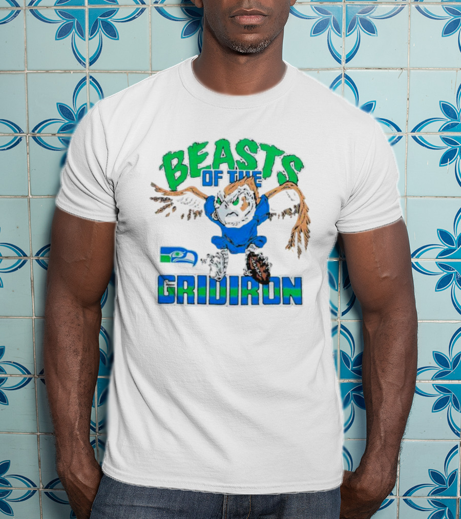 Beasts Of The Gridiron Seattle Seahawks Fierce Mascot Football T-Shirt