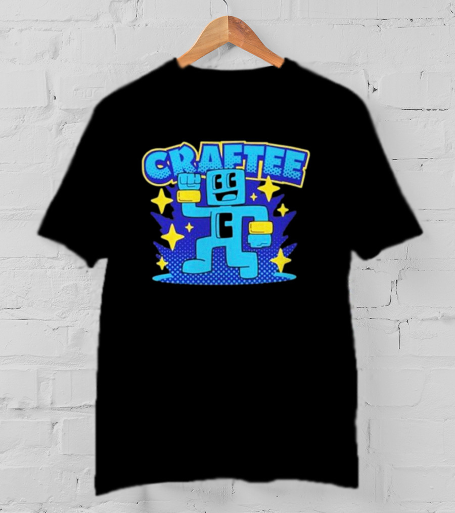 Craftee Pixel Character Level Up With Stars T-Shirt