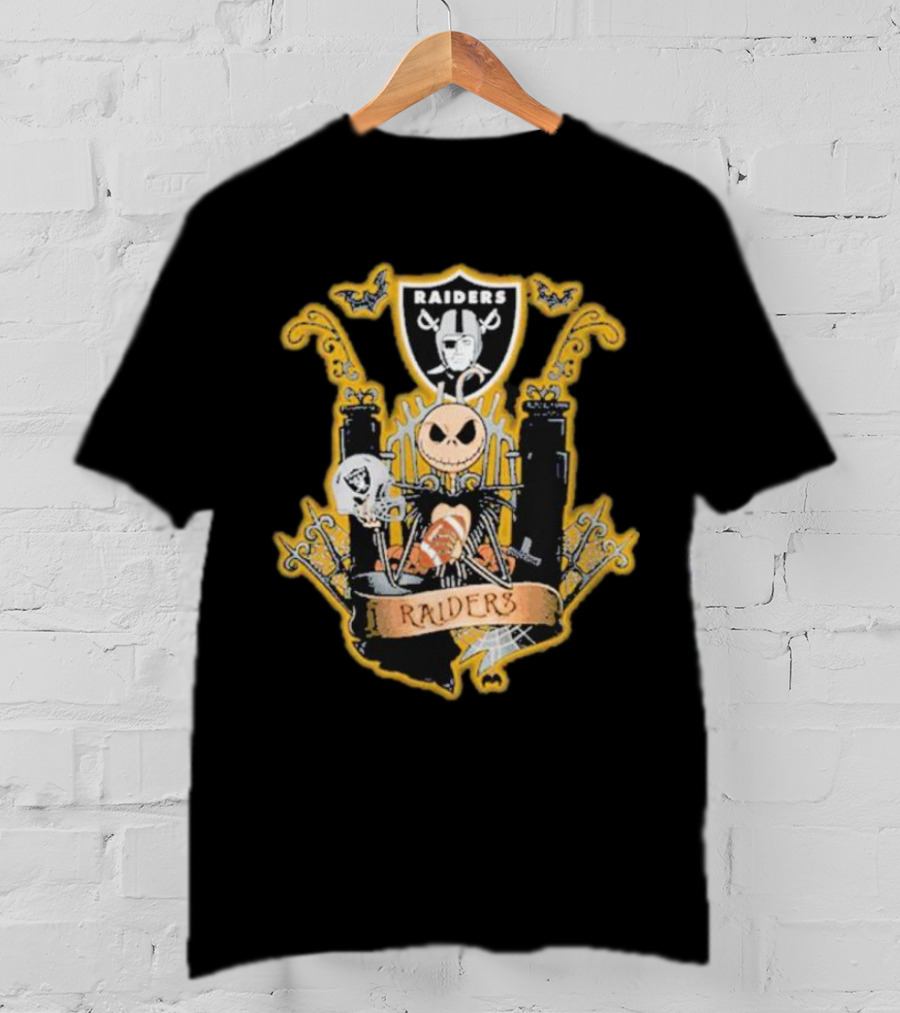 Las Vegas Raiders Jack Skellington Halloween Fan Crest T-Shirt