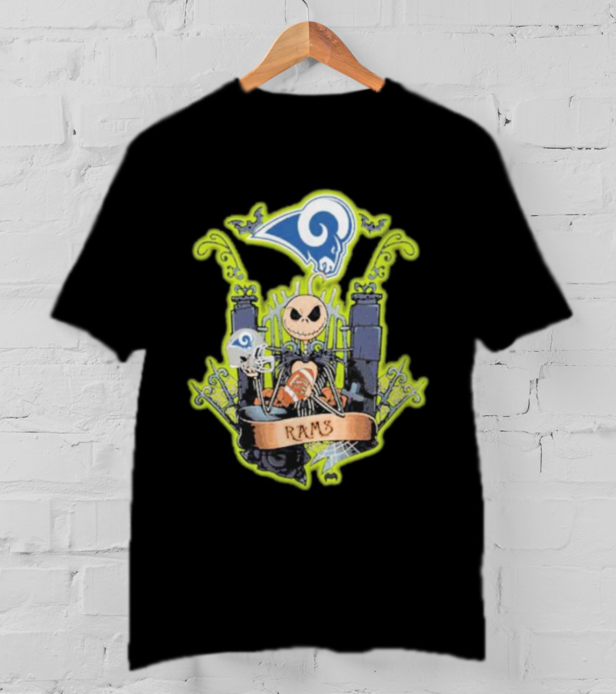 Jack Skellington Los Angeles Rams Halloween Fan Fantasy T-Shirt