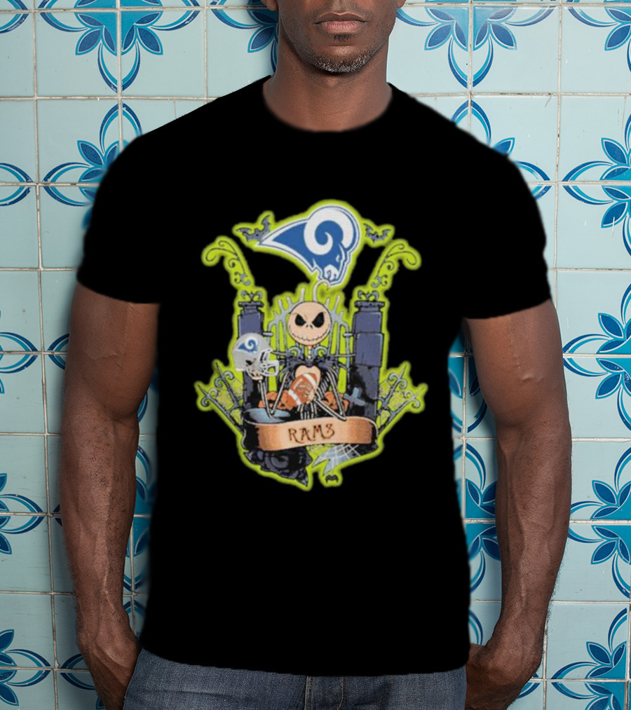 Jack Skellington Los Angeles Rams Halloween Fan Fantasy T-Shirt