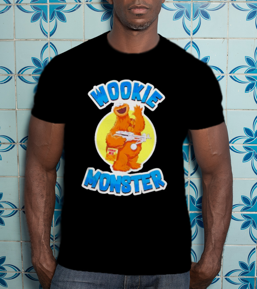 Wookiee Monster Cookie Fusion Character With Blaster T-Shirt