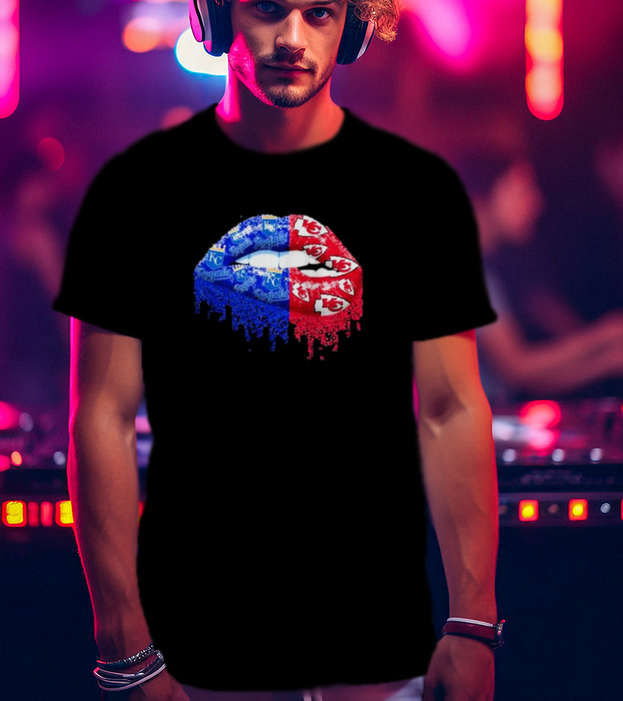 Lips Kansas City Royals KC And Kansas City Chiefs KC T-Shirt
