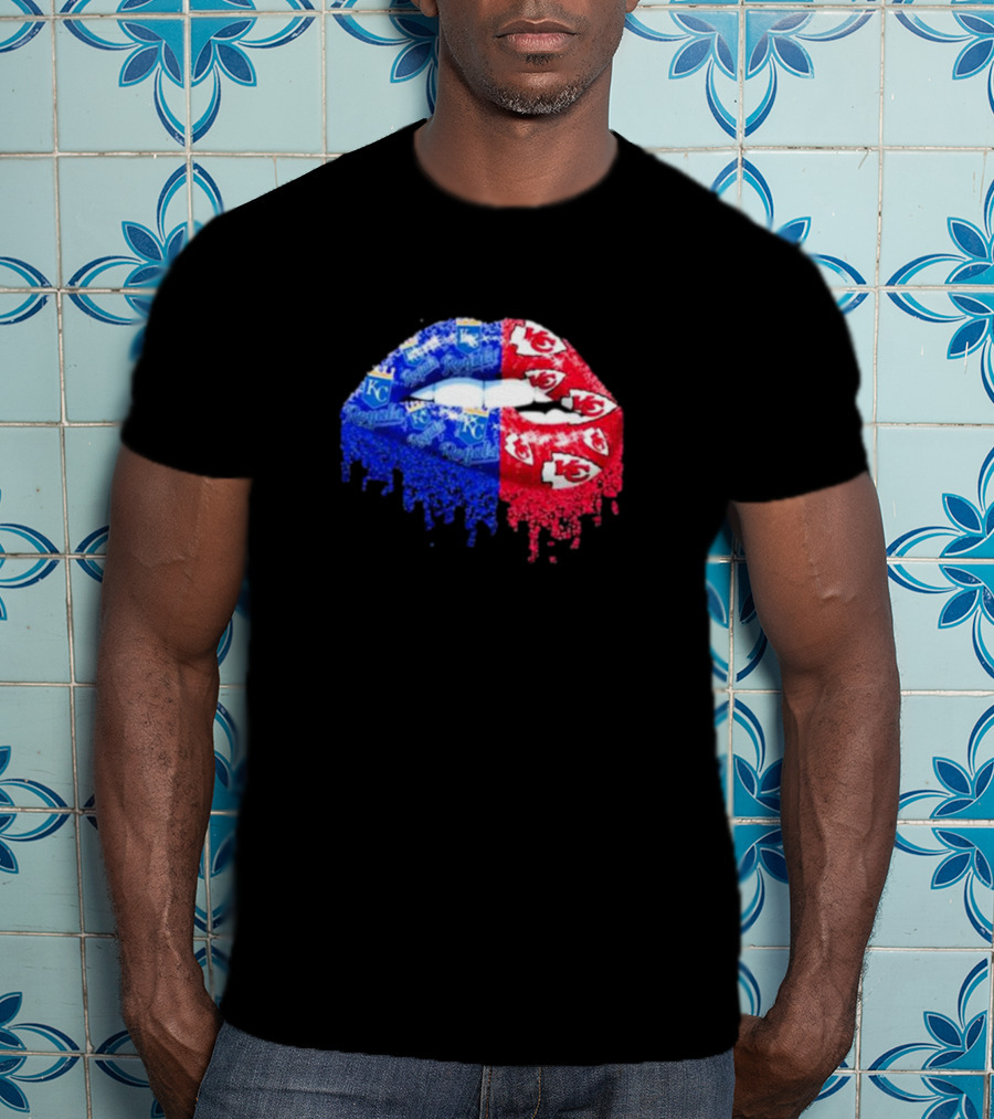 Lips Kansas City Royals KC And Kansas City Chiefs KC T-Shirt