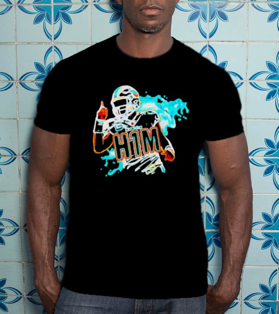 Miami Dolphins H1M Paint Football Player Splash T-Shirt