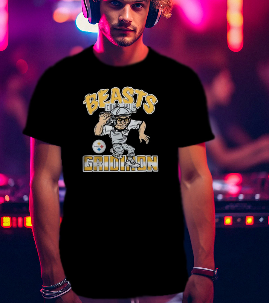 Pittsburgh Steelers Beasts Of The Gridiron Football Player With Helmet And Ball T-Shirt