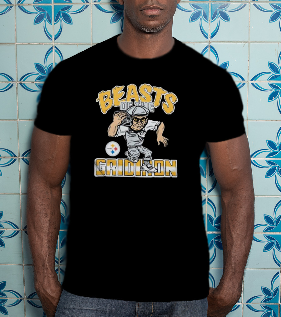 Pittsburgh Steelers Beasts Of The Gridiron Football Player With Helmet And Ball T-Shirt