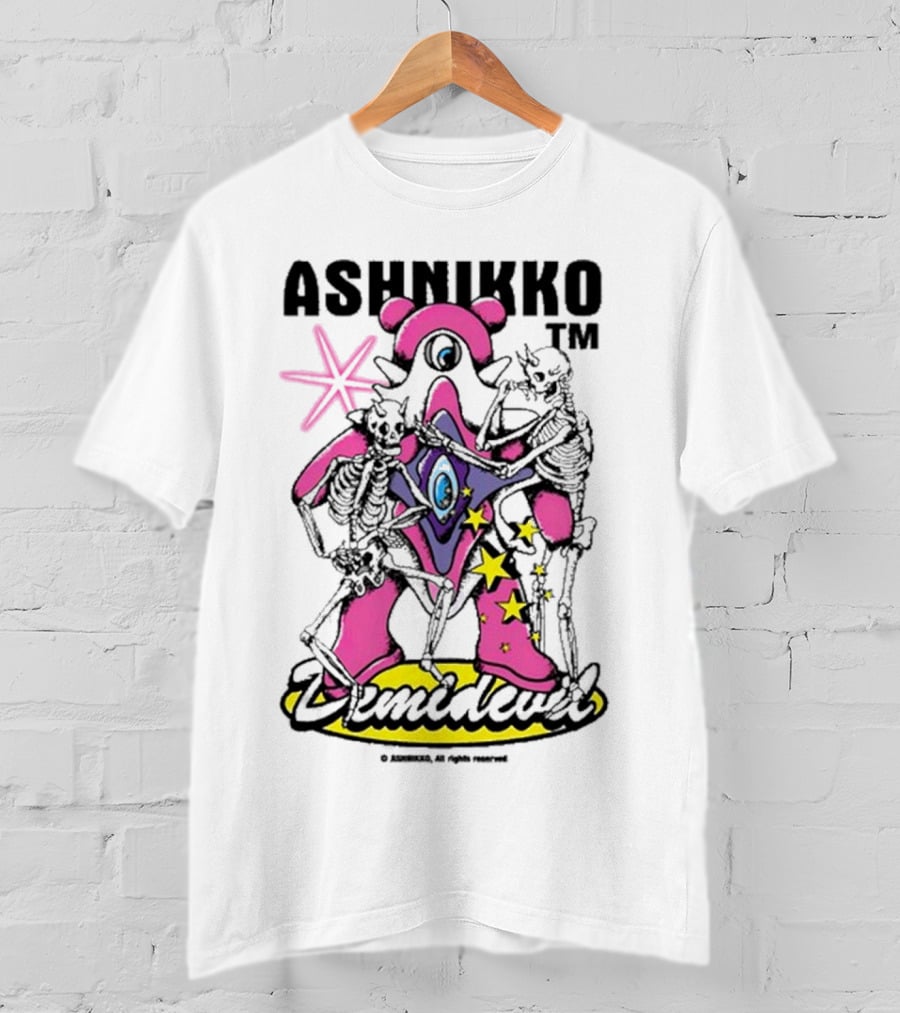 ASHNIKKO Demidevil Skeleton Star Pink T-Shirt