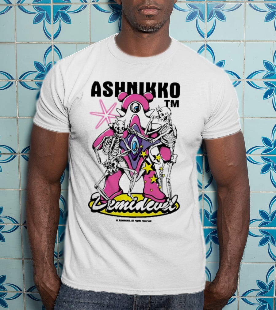 ASHNIKKO Demidevil Skeleton Star Pink T-Shirt