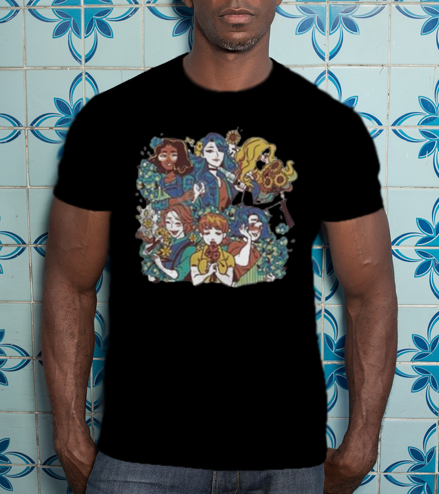 Bachelorette Bouquet Group Floral Characters T-Shirt
