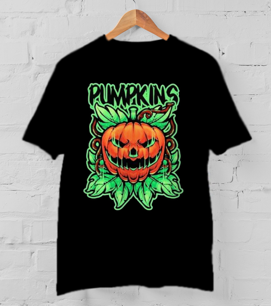 Pumpkins Horror Halloween Jack-o'-Lantern With Creepy Vines T-Shirt