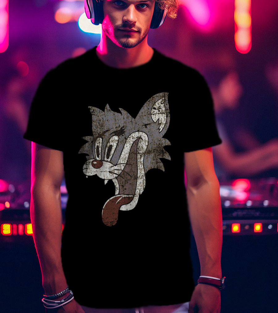 Patrick Hockstetter Cat Distressed Cartoon Face T-Shirt