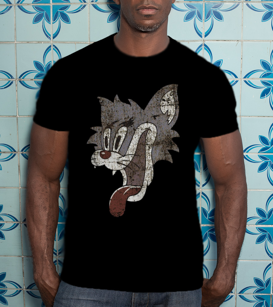 Patrick Hockstetter Cat Distressed Cartoon Face T-Shirt