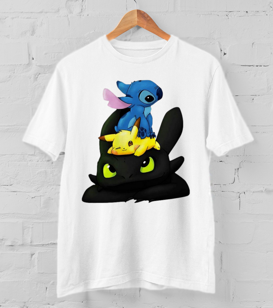 Stitch Pikachu Toothless Crossover T-Shirt