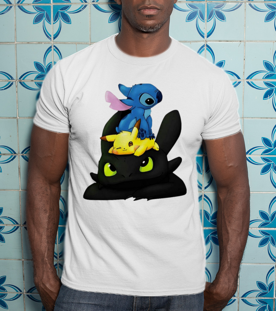Stitch Pikachu Toothless Crossover T-Shirt