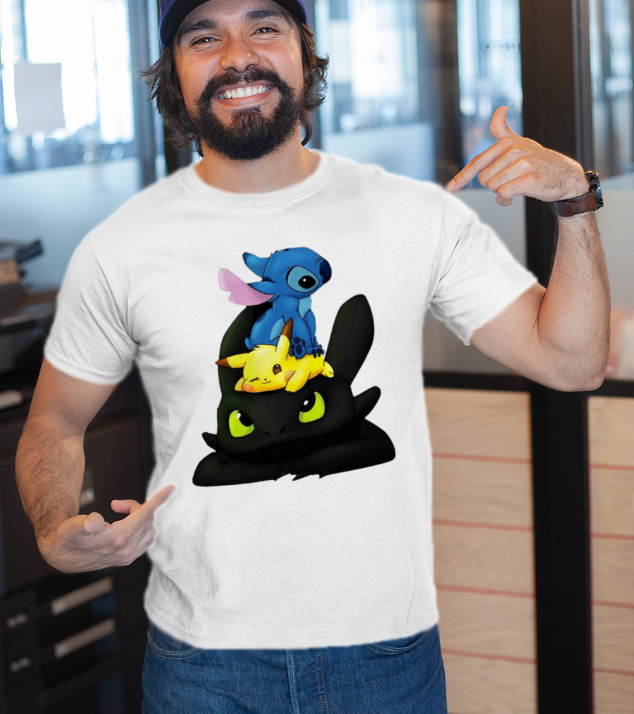 Stitch Pikachu Toothless Crossover T-Shirt