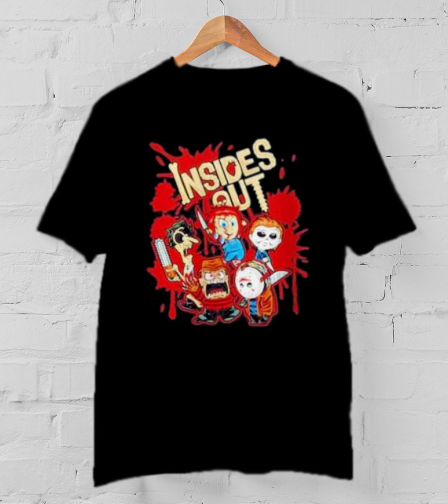 Insides Out Chibi Horror Movie Characters Bloody Halloween T-Shirt