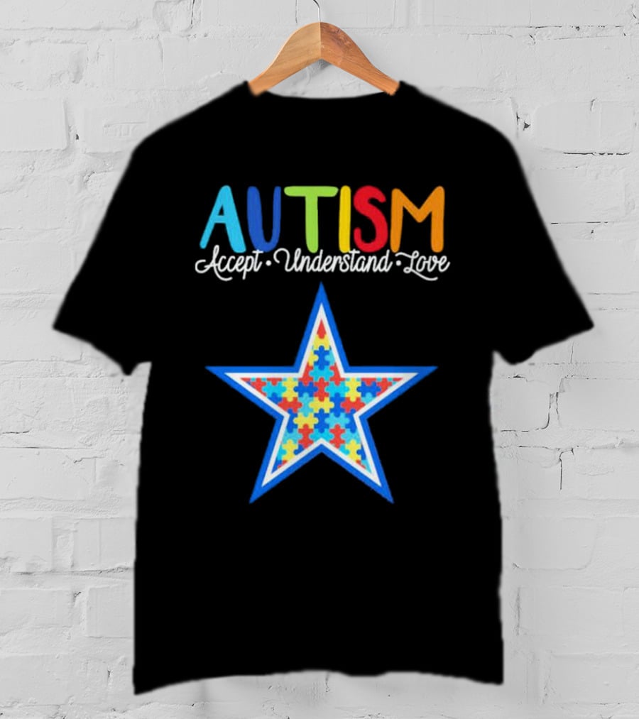 Dallas Cowboys Autism Accept Understand Love Puzzle Star T-Shirt