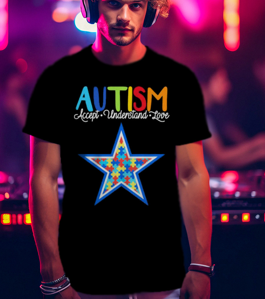 Dallas Cowboys Autism Accept Understand Love Puzzle Star T-Shirt