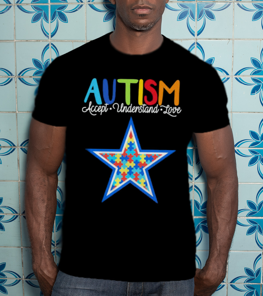 Dallas Cowboys Autism Accept Understand Love Puzzle Star T-Shirt