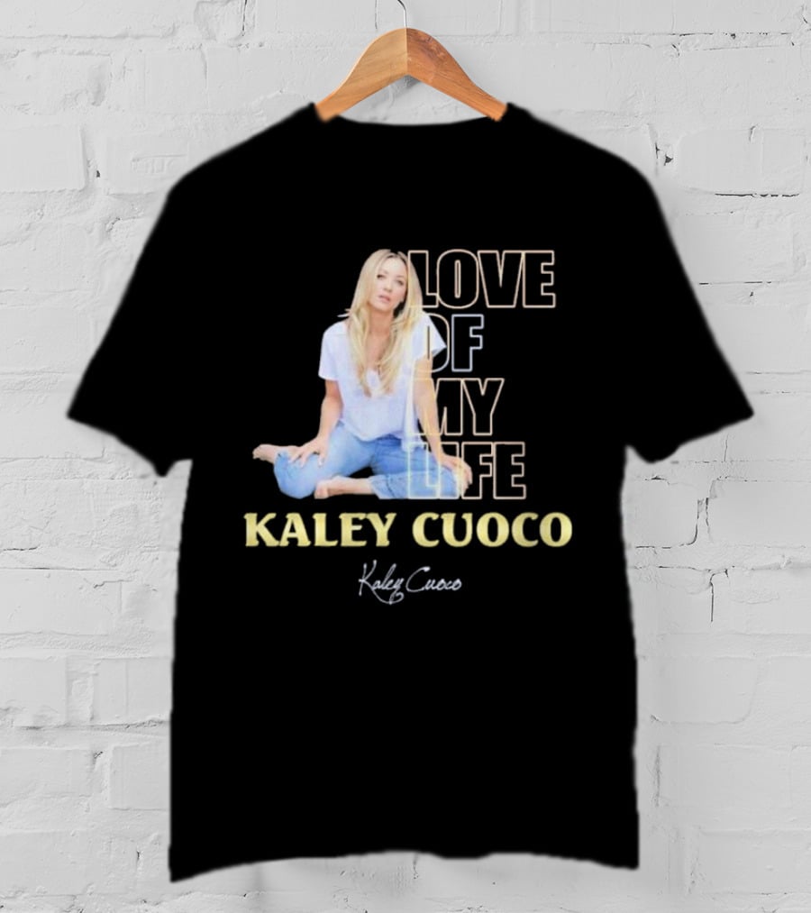 Kaley Cuoco Love Of My Life Sitting Casual Jeans Pose T-Shirt