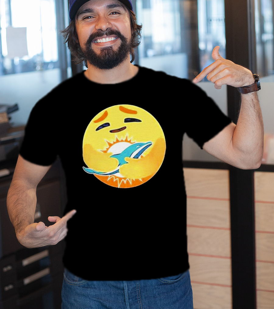 Miami Dolphins Emoji Hugging Dolphin T-Shirt